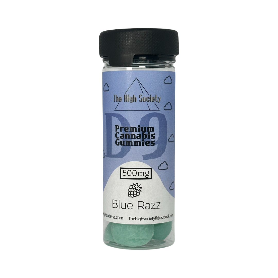 The High Society 500mg Delta-9 Gummies - Blue Razz The High Society Herbs Co